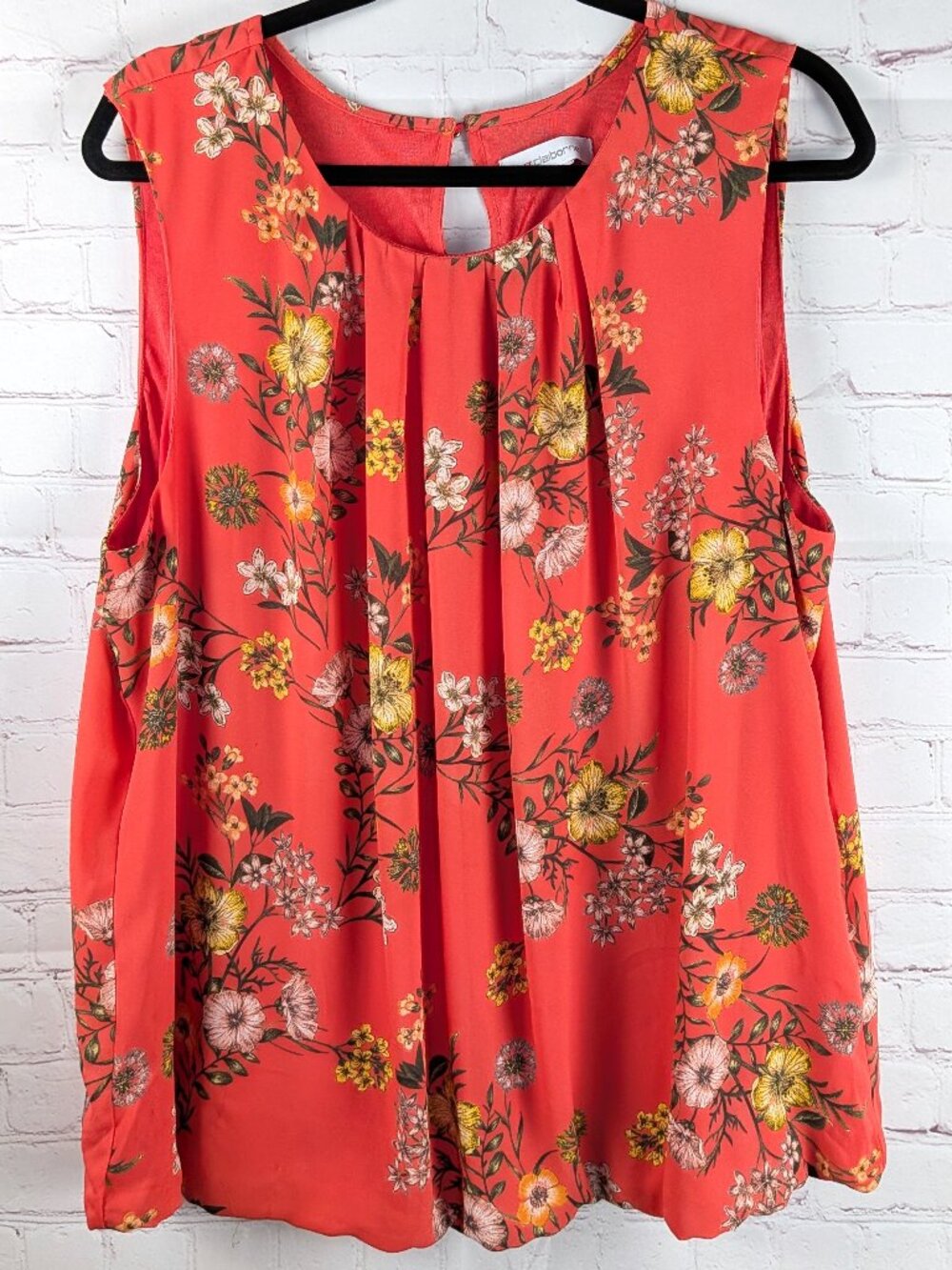 Liz Claiborne Coral Pink Floral Sleeveless Top XL